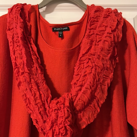 Eileen Fisher Orange Red Tunic With Scarf- Stunning!!! - Picture 3 of 5